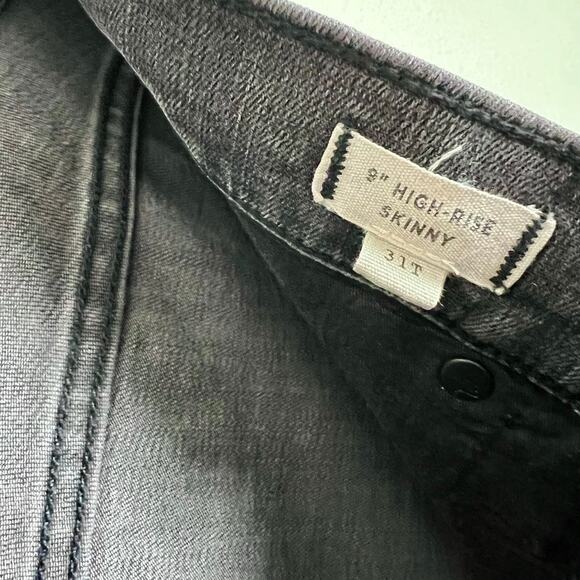 Madewell 9" High Rise Skinny Jean Distressed Black 31T Raw Hem - Picture 3 of 9